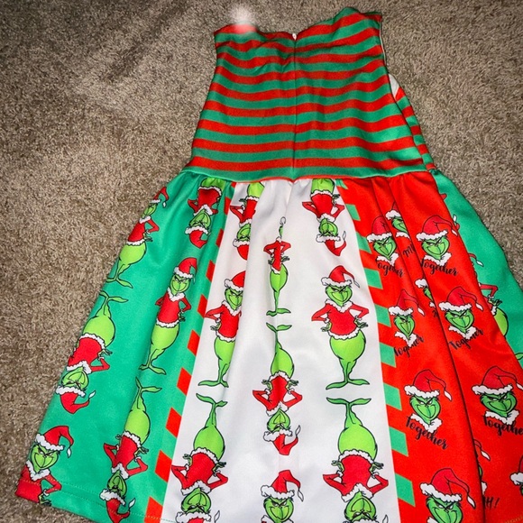 GRINCH CHRISTMAS GIRLS DRESS SZ Sm/Med 5-7 COLORFUL-ZIPPER BACK--BOW FRONT - Picture 7 of 11